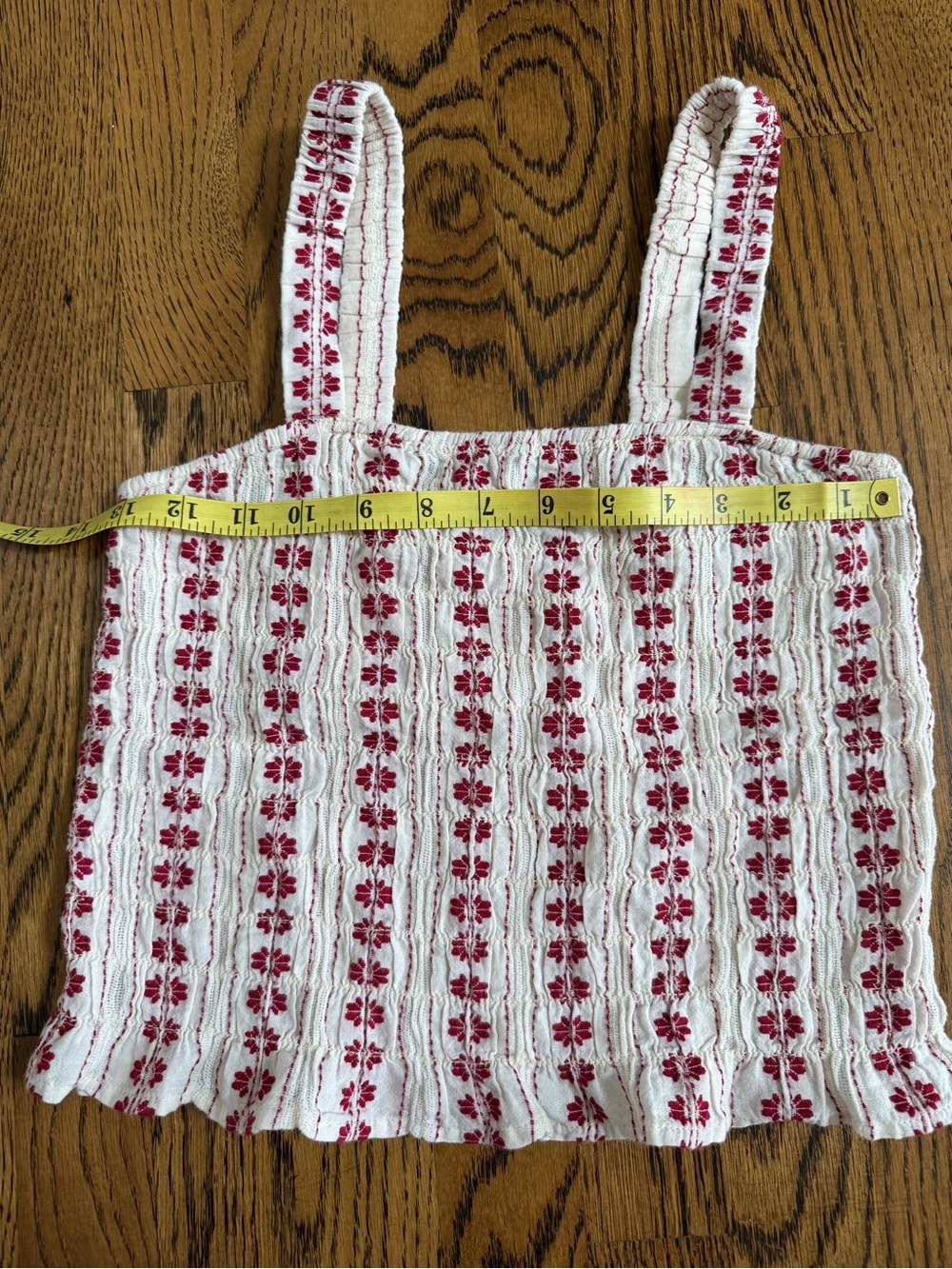 American Eagle Outfitters White Knit Tank with Red Floral Stripe - Picture 4 of 6